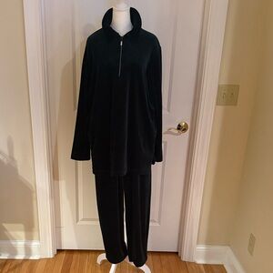 Vintage 1990ma Dark Green Baxter & Wells Velour Tracksuit w/ rhinestones